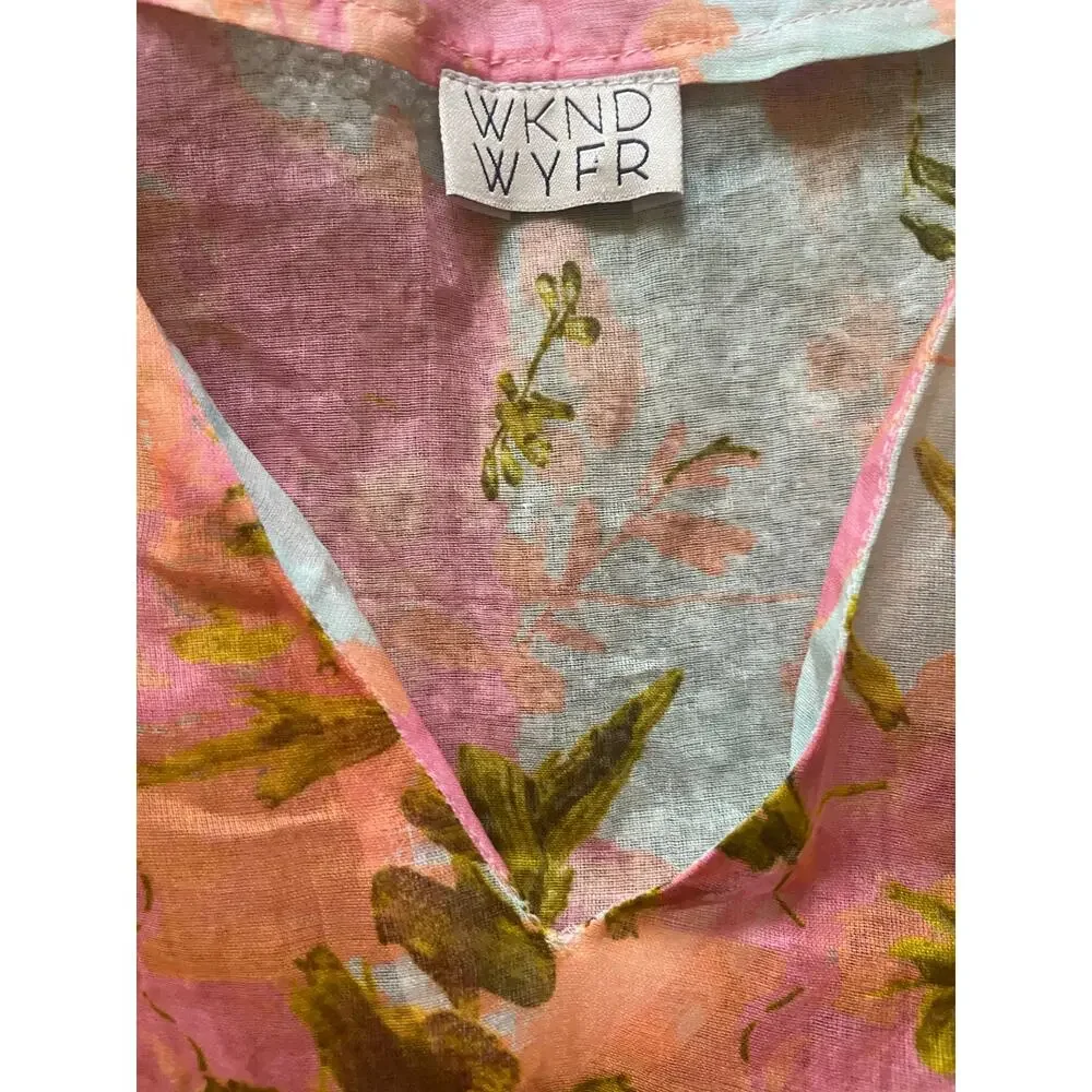 Womens Sheer Floral Watercolor Coverup Mini Dress Size Small Beach Vacation